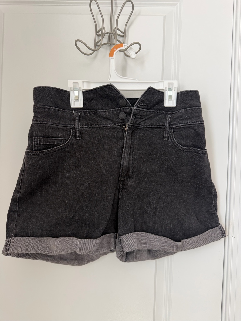 Banana Republic Black Rolled-Hem High-Waist Denim Shorts